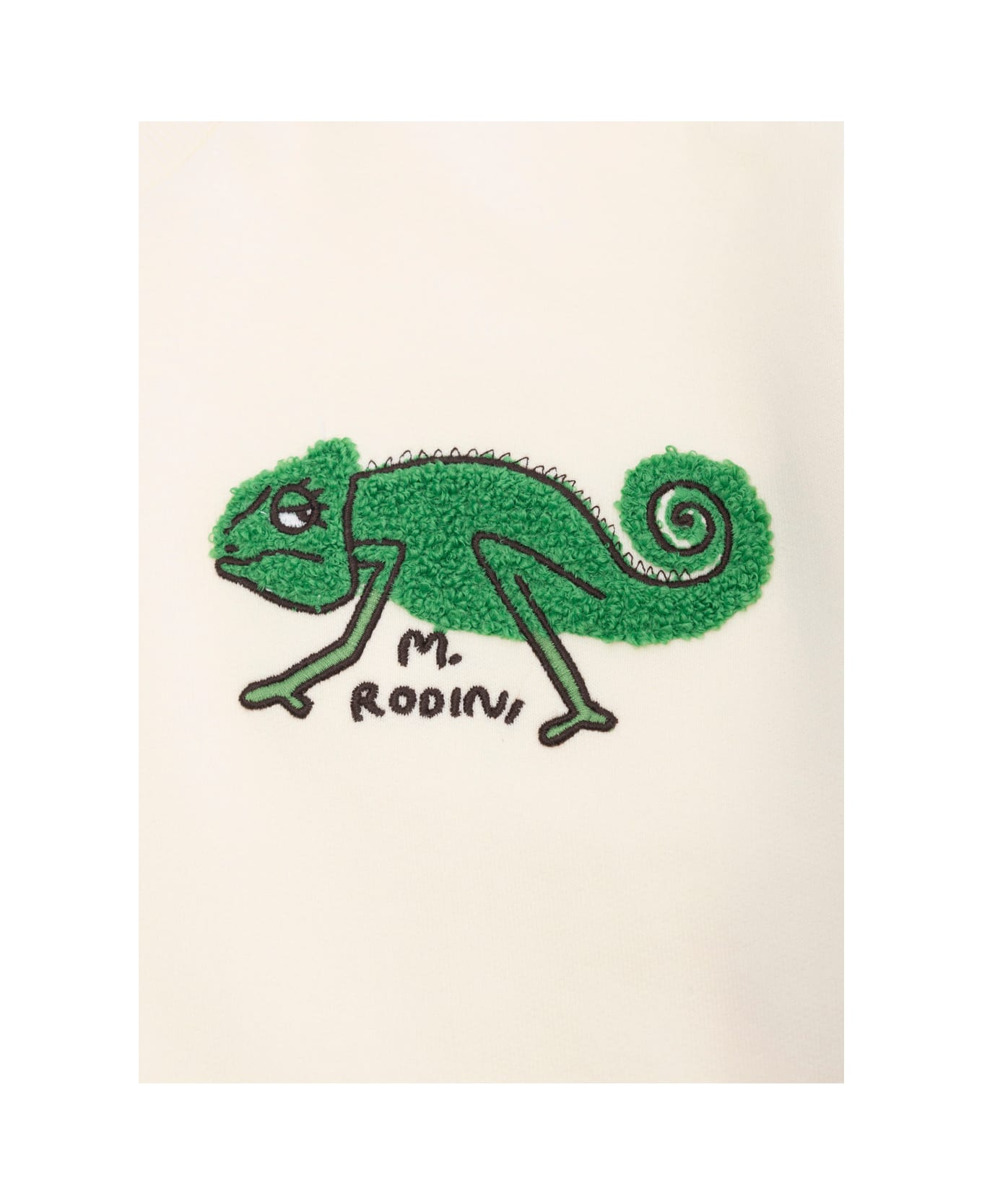 Mini Rodini White Crewneck Sweatshirt With Patch On The Front In Cotton Boy - White