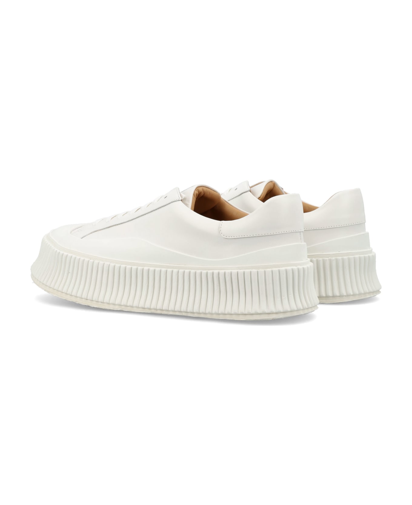 Jil Sander White Leather Sneakers - NATURAL