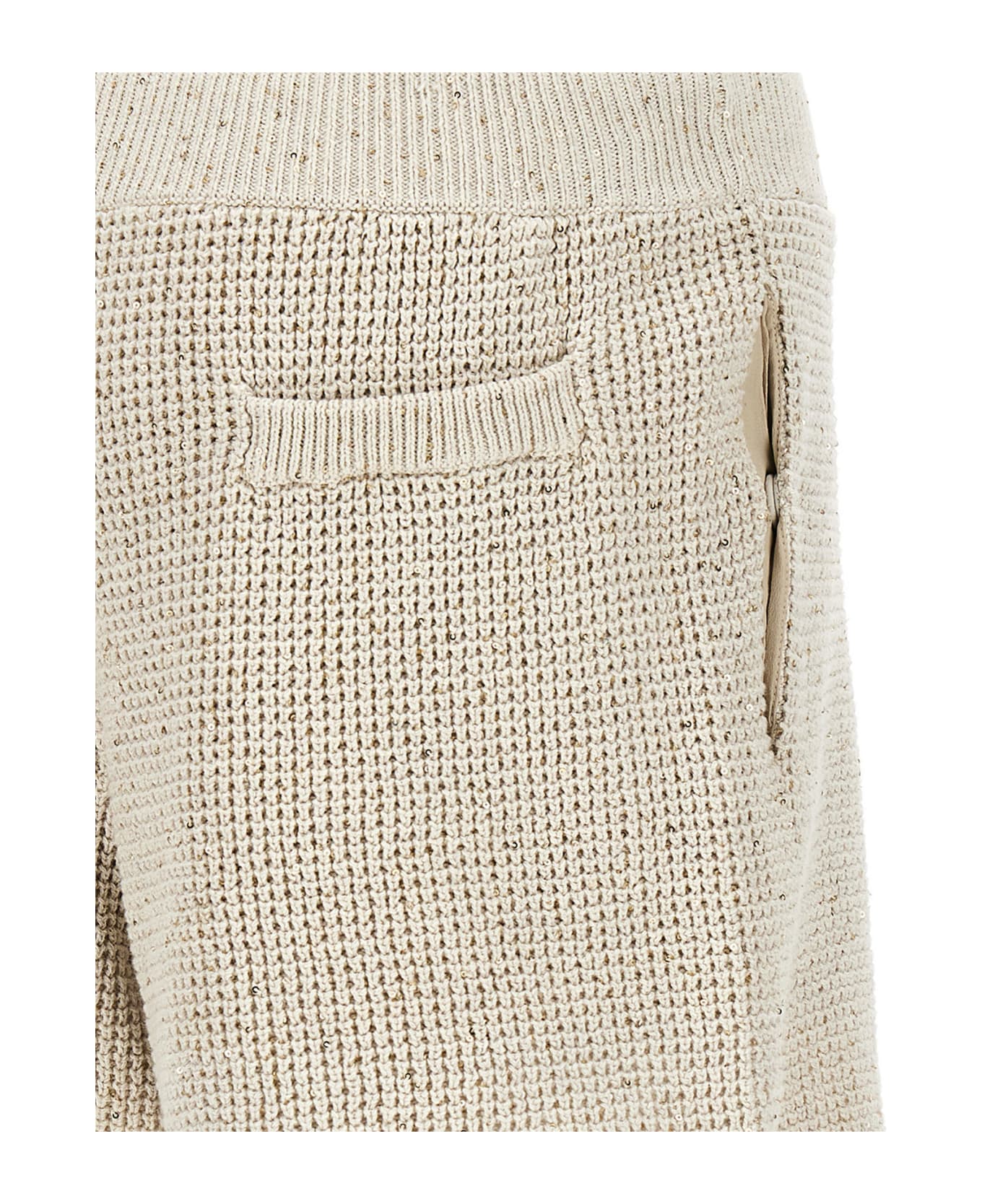Brunello Cucinelli Sequin Knit Shorts - Beige