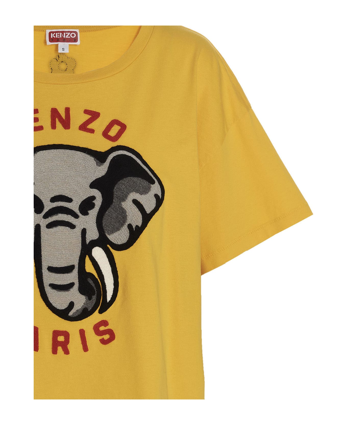Kenzo Oversize T-shirt With Elephant And Logo On The Chest - YELLOW