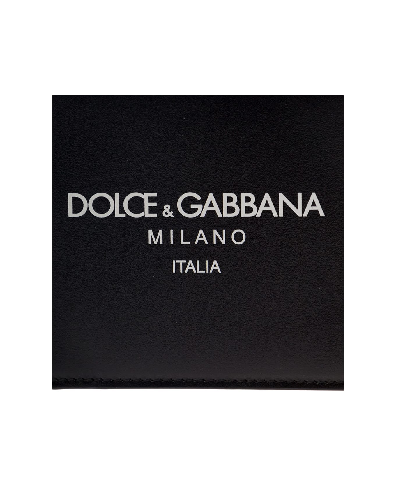 Dolce & Gabbana Black Wallet With Contrsting Print In Smooth Leather Man - Black