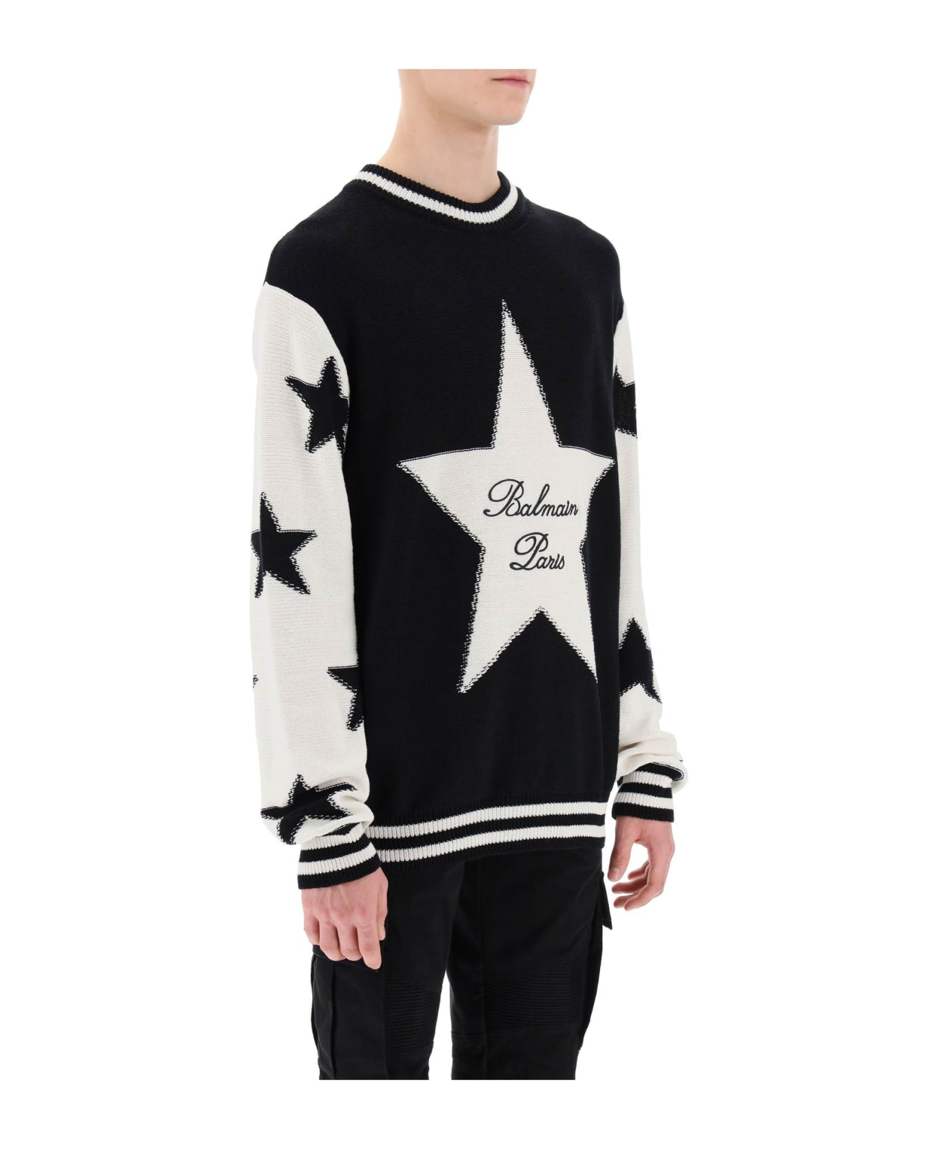 Balmain Sweater With Star Motif - NOIR NATUREL (Black)