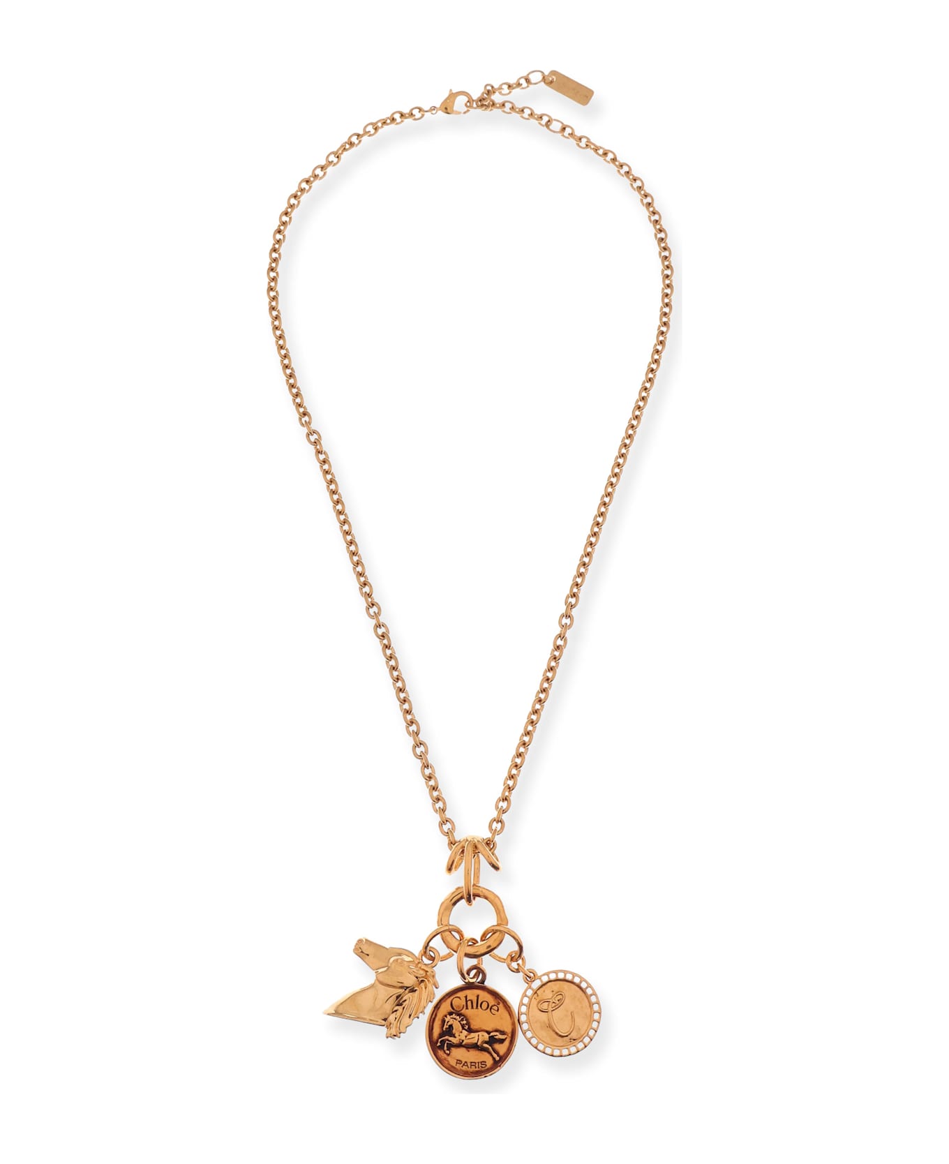Chloé Brass Necklace With Charms - Vintage Gold