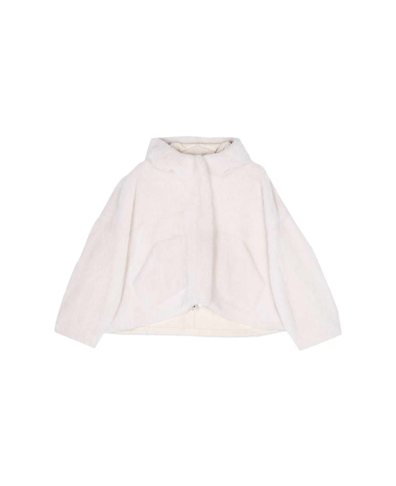 Blancha Shearling Hooded Jacket - White