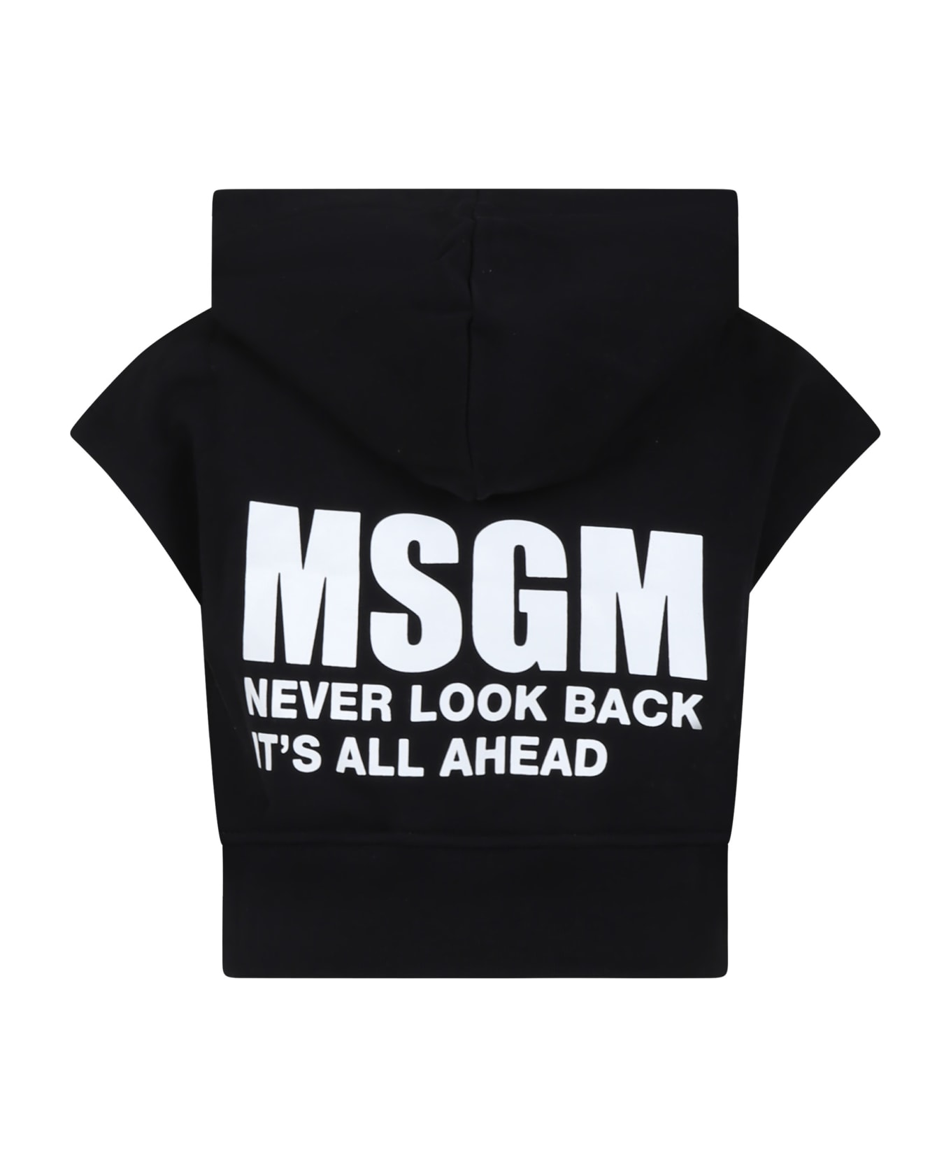 MSGM Black Sweatshirt For Girl With Logo And Writing - Black