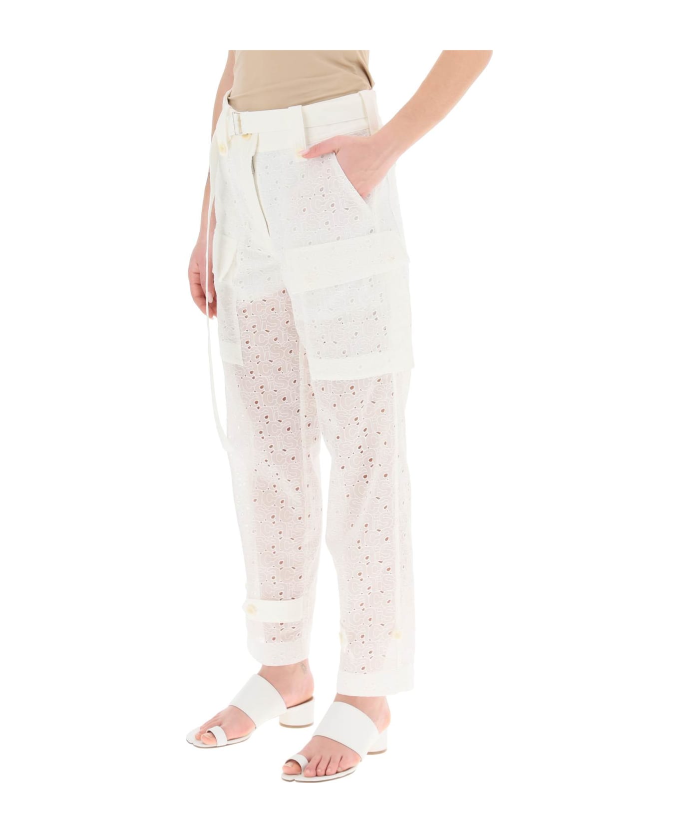 Sacai Monogram Lace Cargo Pants - OFF WHITE (White) ボトムス