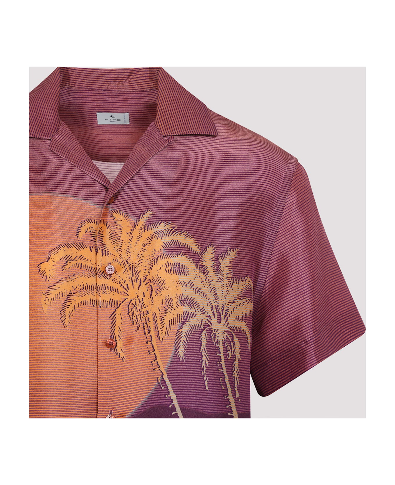 Etro Bowling Short Sleeves Shirt - Print On Orange Base