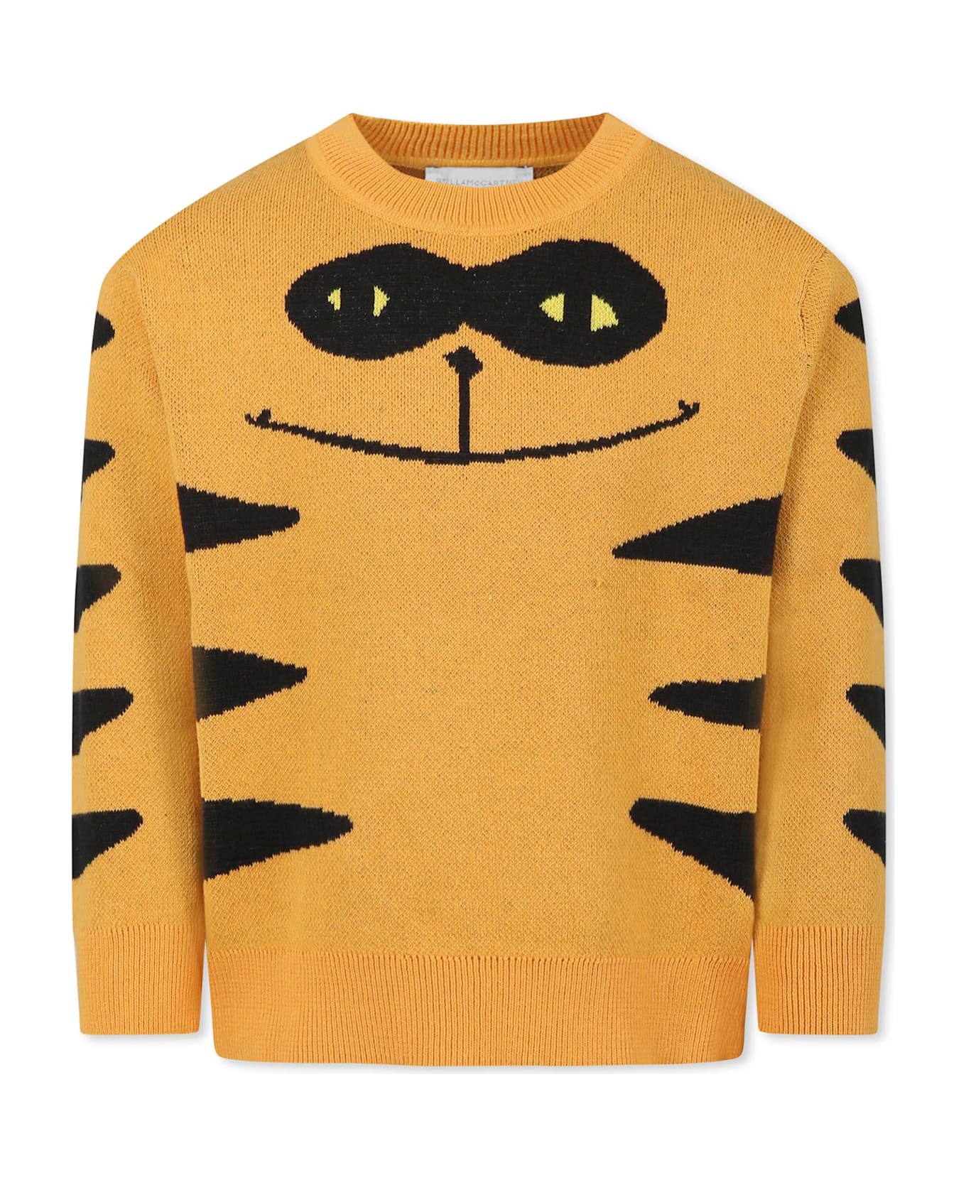 Stella McCartney Kids Orange Sweater For Boy With Cat - Orange