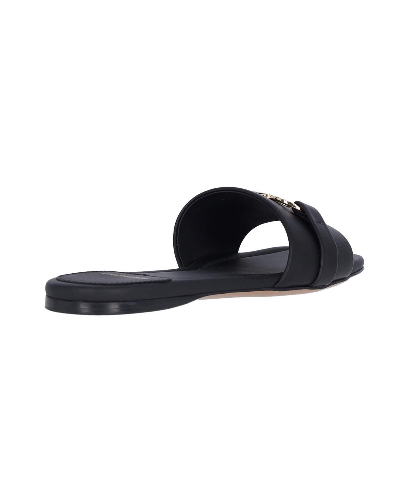 Ferragamo 'slide Gancini' Sandals - Black  