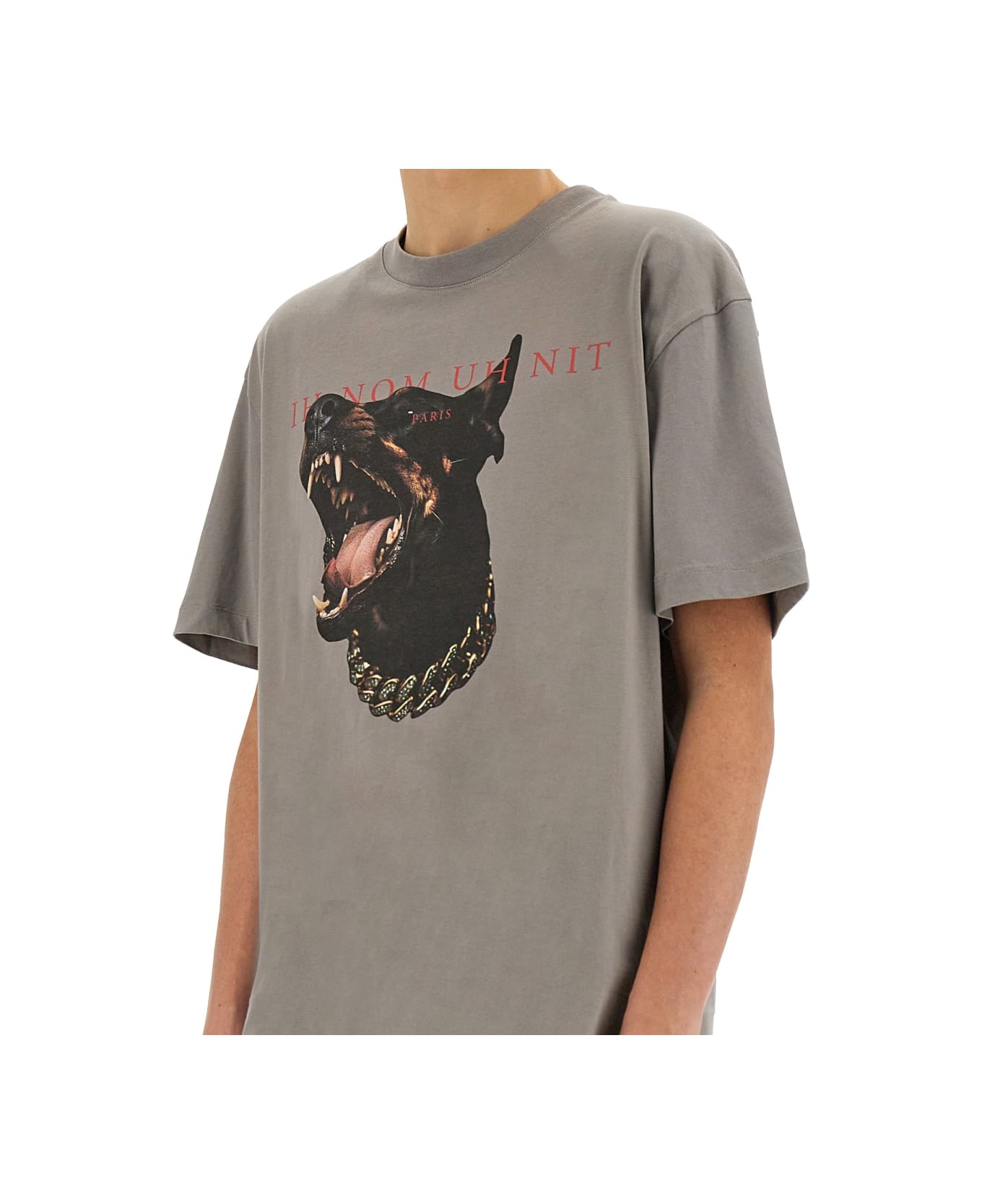 ih nom uh nit Dobermann Print T-shirt - GREY