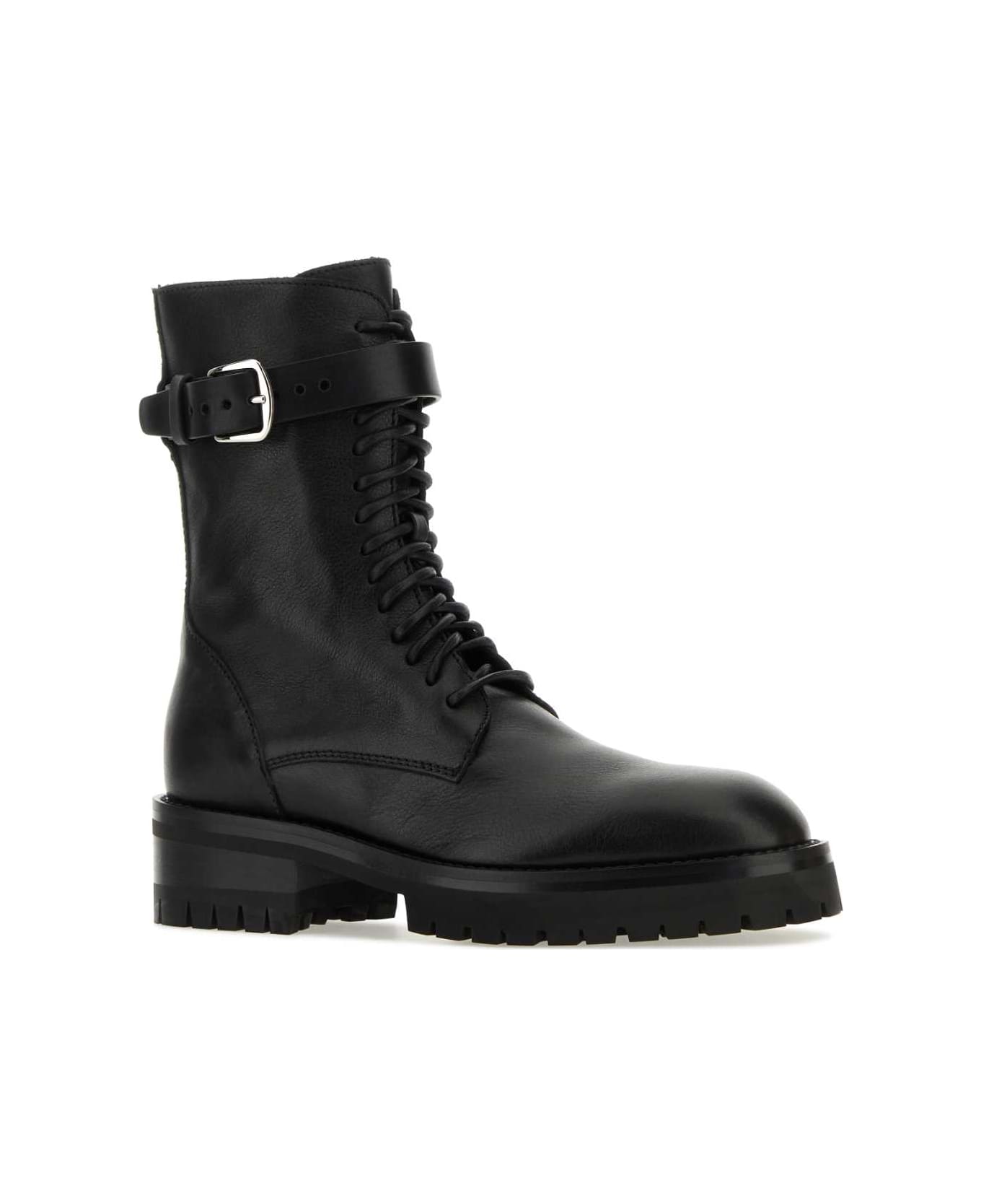 Ann Demeulemeester Black Leather Ankle Boots - BLACK