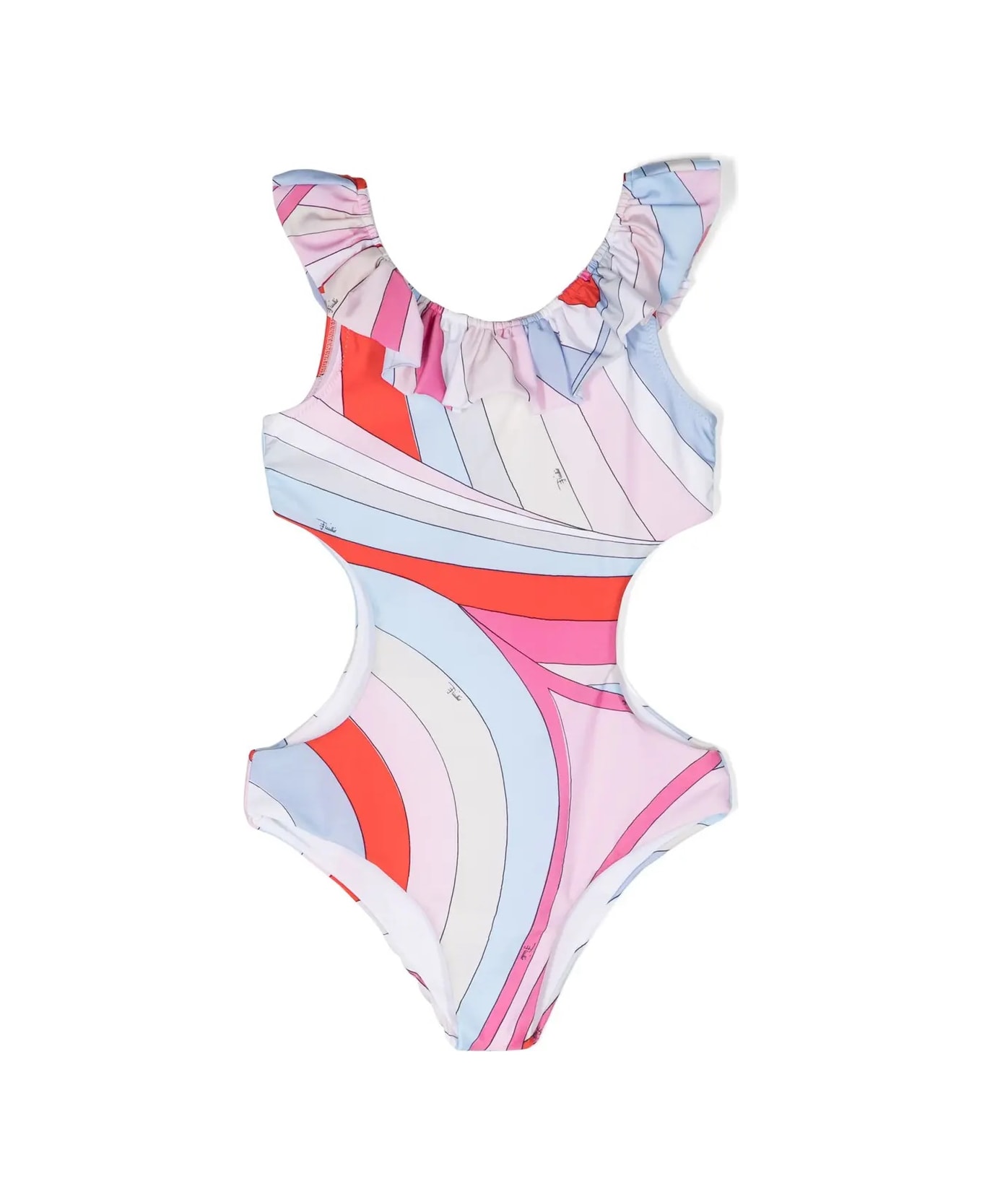 Pucci Cut-out Swimwear With Iride Print In Light Blue/multicolour - Blue 水着