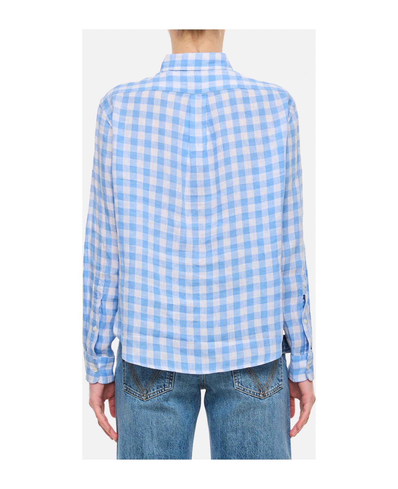Polo Ralph Lauren Linen Crop Shirt - A Austin Blue White