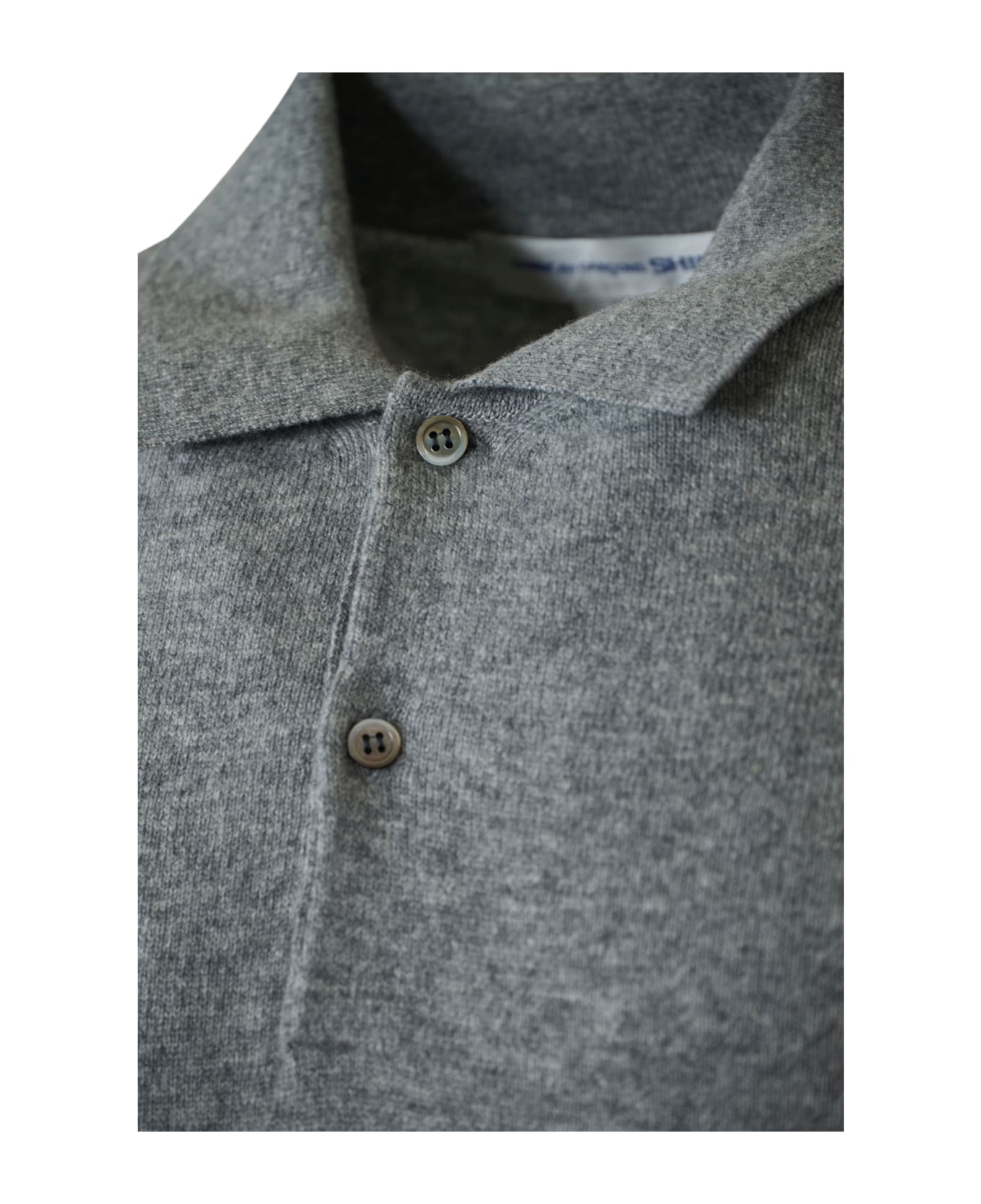 Comme des Garçons Rib Trim Plain Polo Sweater - Grey ニットウェア