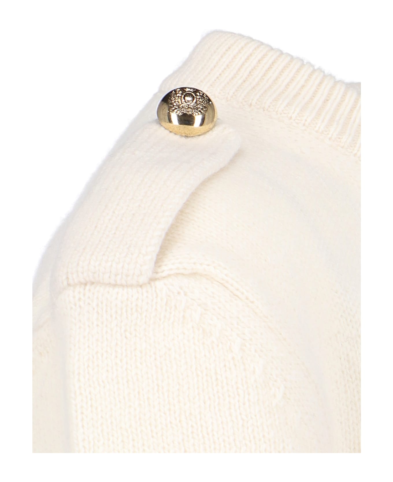Alexander McQueen Pullover With Peplum Waist And Jewel Buttons - White