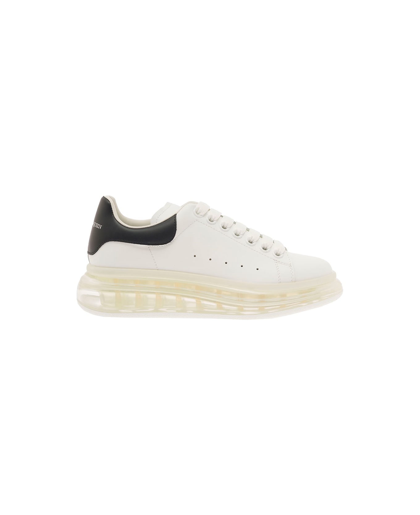 Alexander McQueen Transaparent Big Sole White Sneakers In Leather Man - White ウェッジシューズ