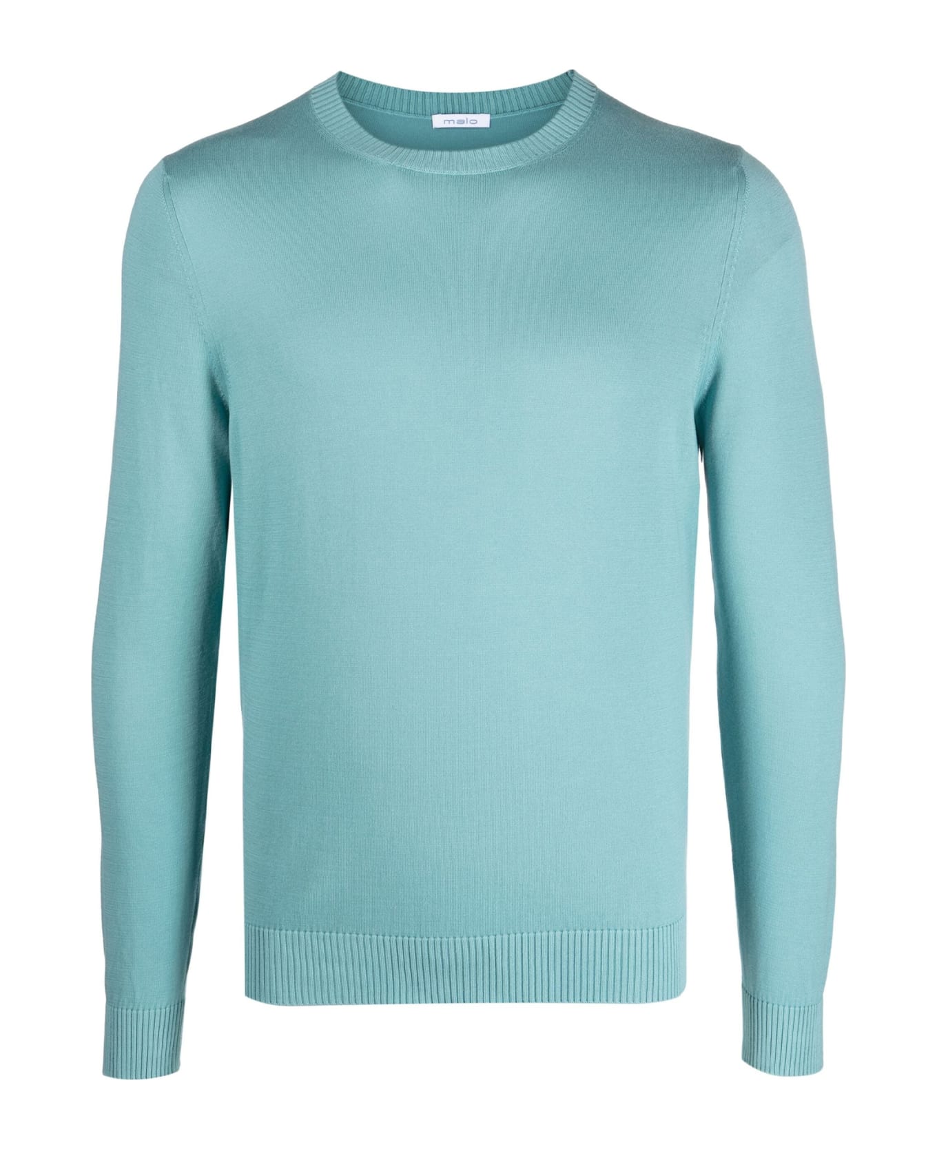 Malo Light Blue Crew-neck Sweater In Cotton - WATERY