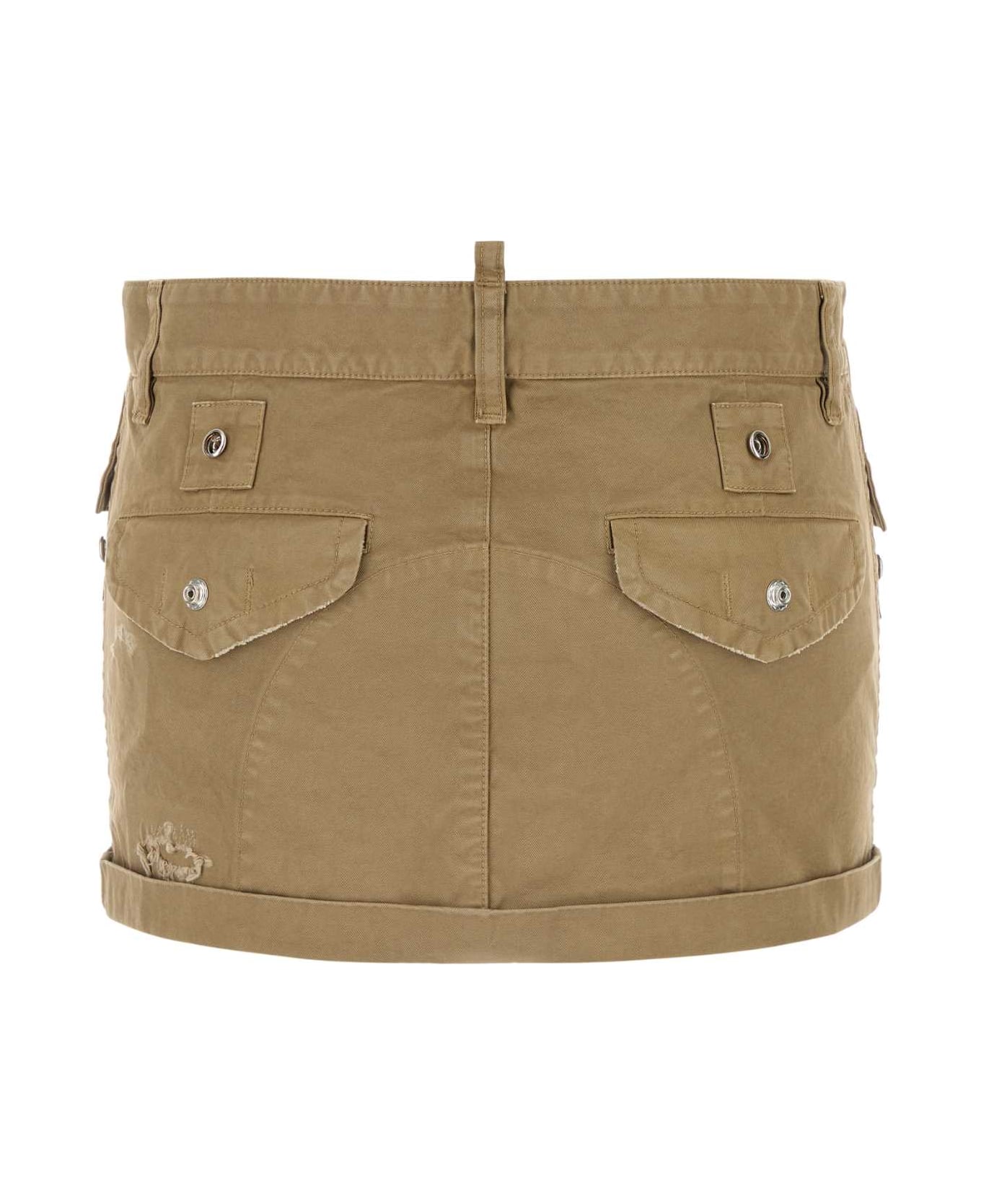 Dsquared2 Khaki Canvas Mini Skirt - KAKI