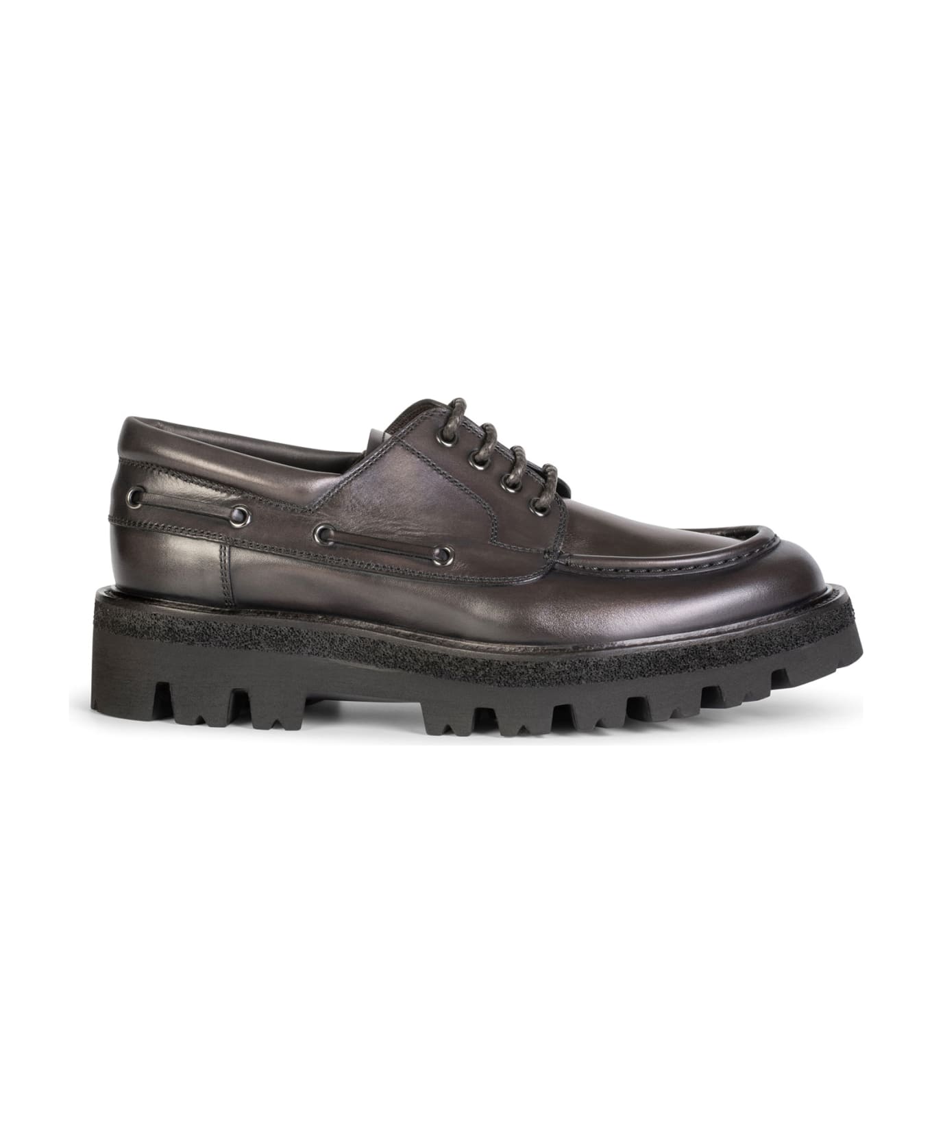 Barrett Leather Derby With Track Sole - TESTA DI MORO