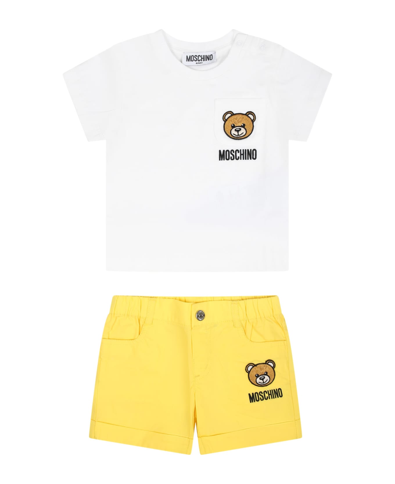 Moschino Multicolor Sports Suit For Baby Kids - YELLOW/WHITE