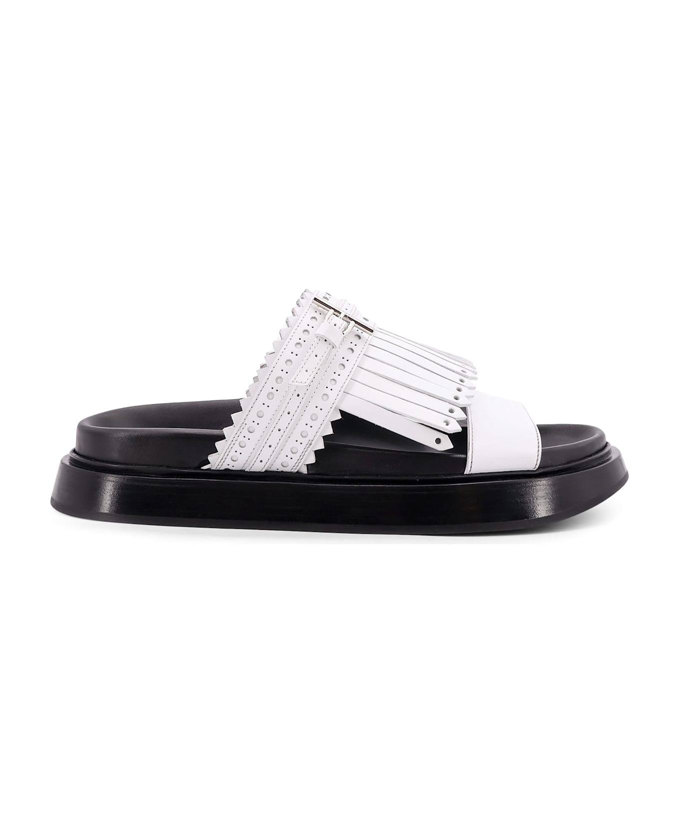 Alexander McQueen Leather Sandals With Leather Fringe - White