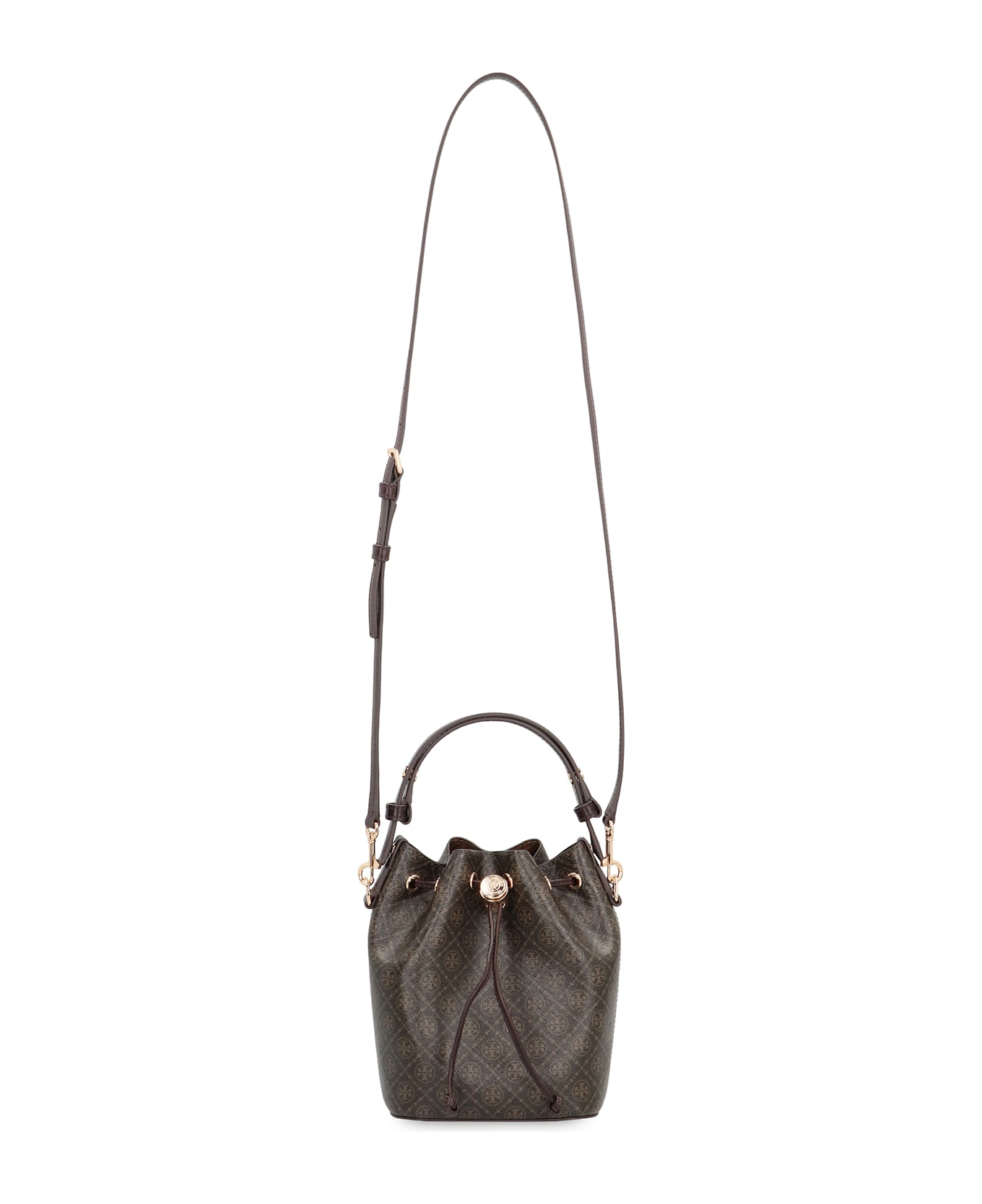 Tory Burch Mini Bucket Bag T Monogram In Canvas - brown