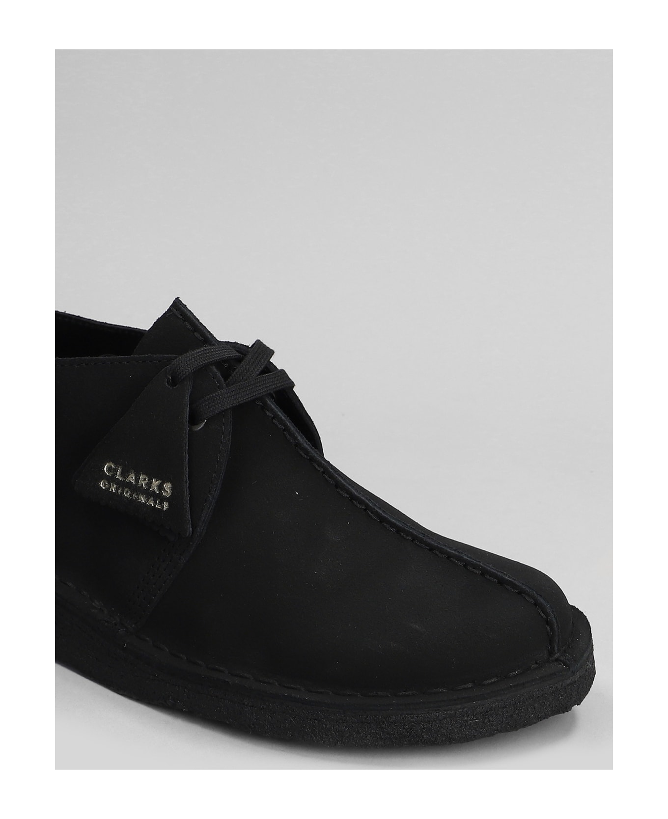 Clarks Desert Trek Lace Up Shoes In Black Suede - black
