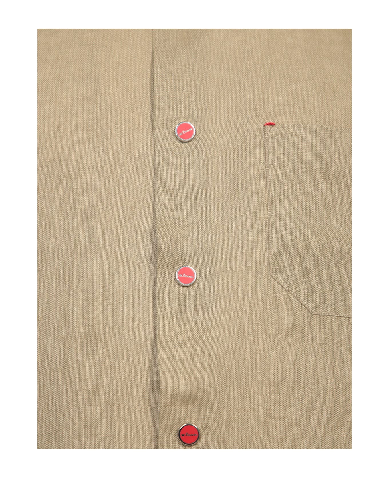 Kiton Military Green Linen Shirt - White