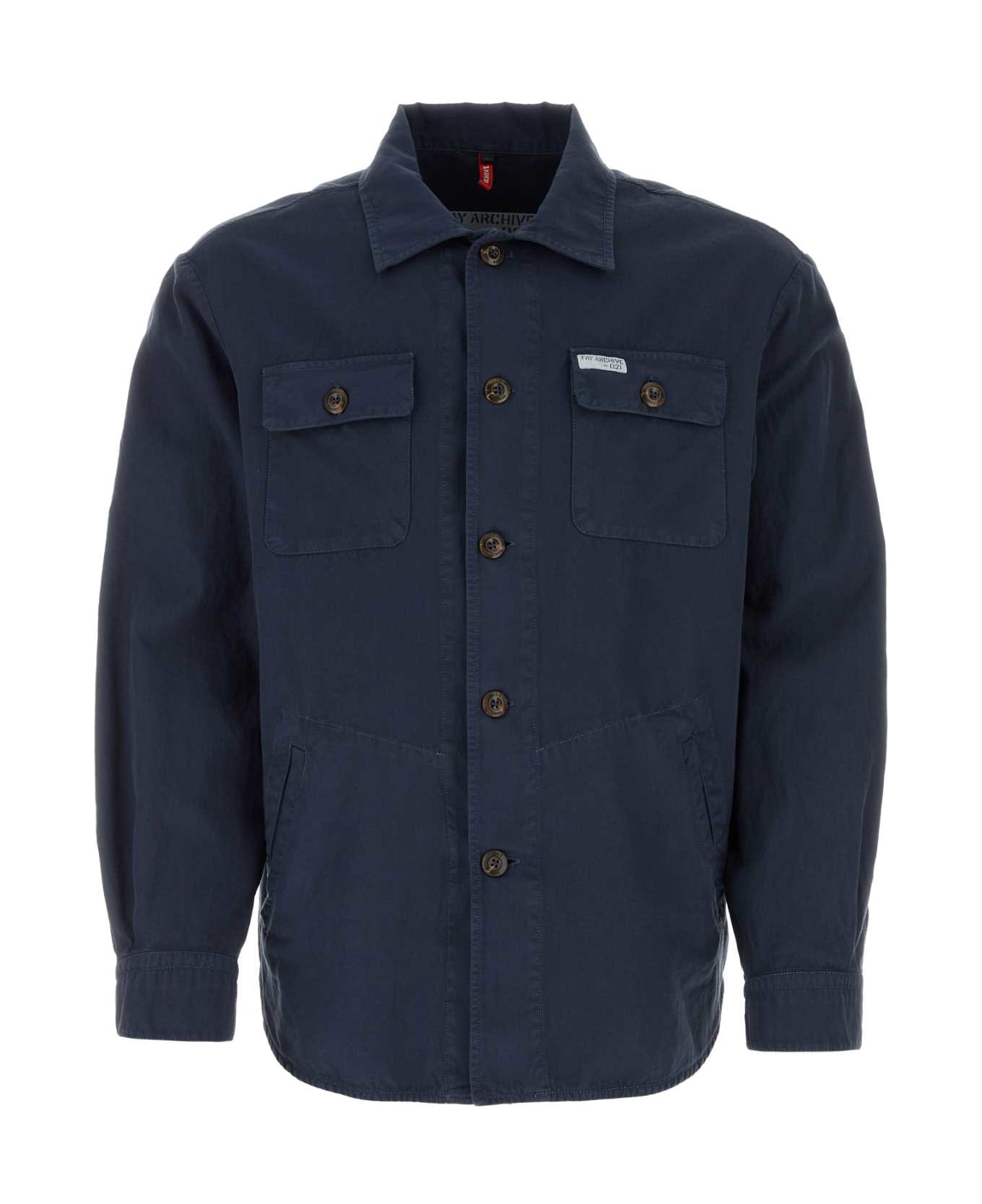 Fay Navy Blue Cotton Blend Shirt - U809
