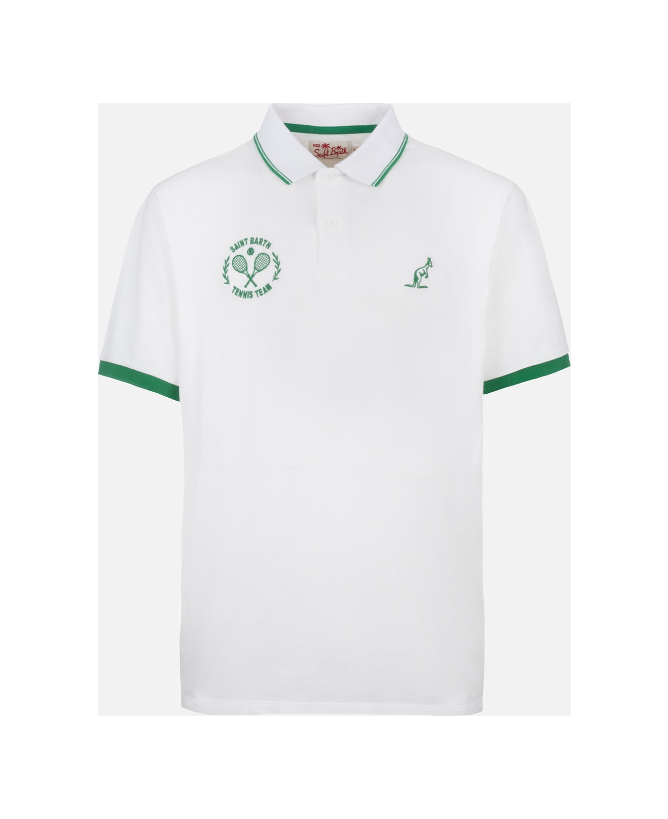 MC2 Saint Barth Man White Cotton Piquet Polo Shirt Beverly Hills | Australian Brand Special Edition - WHITE