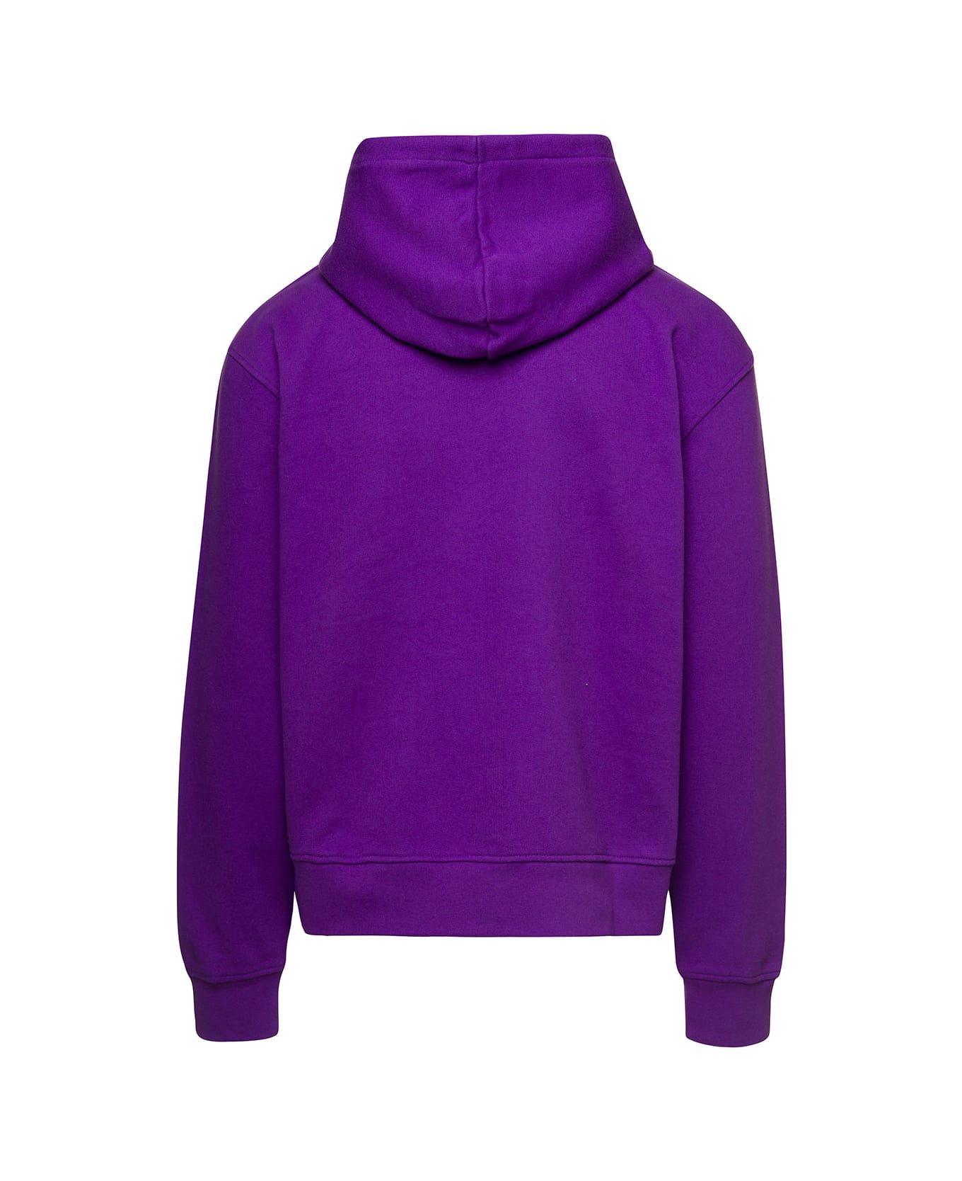 Jacquemus Violet Hoodie With Contrasting Logo Embroidery In Cotton Man - Violet