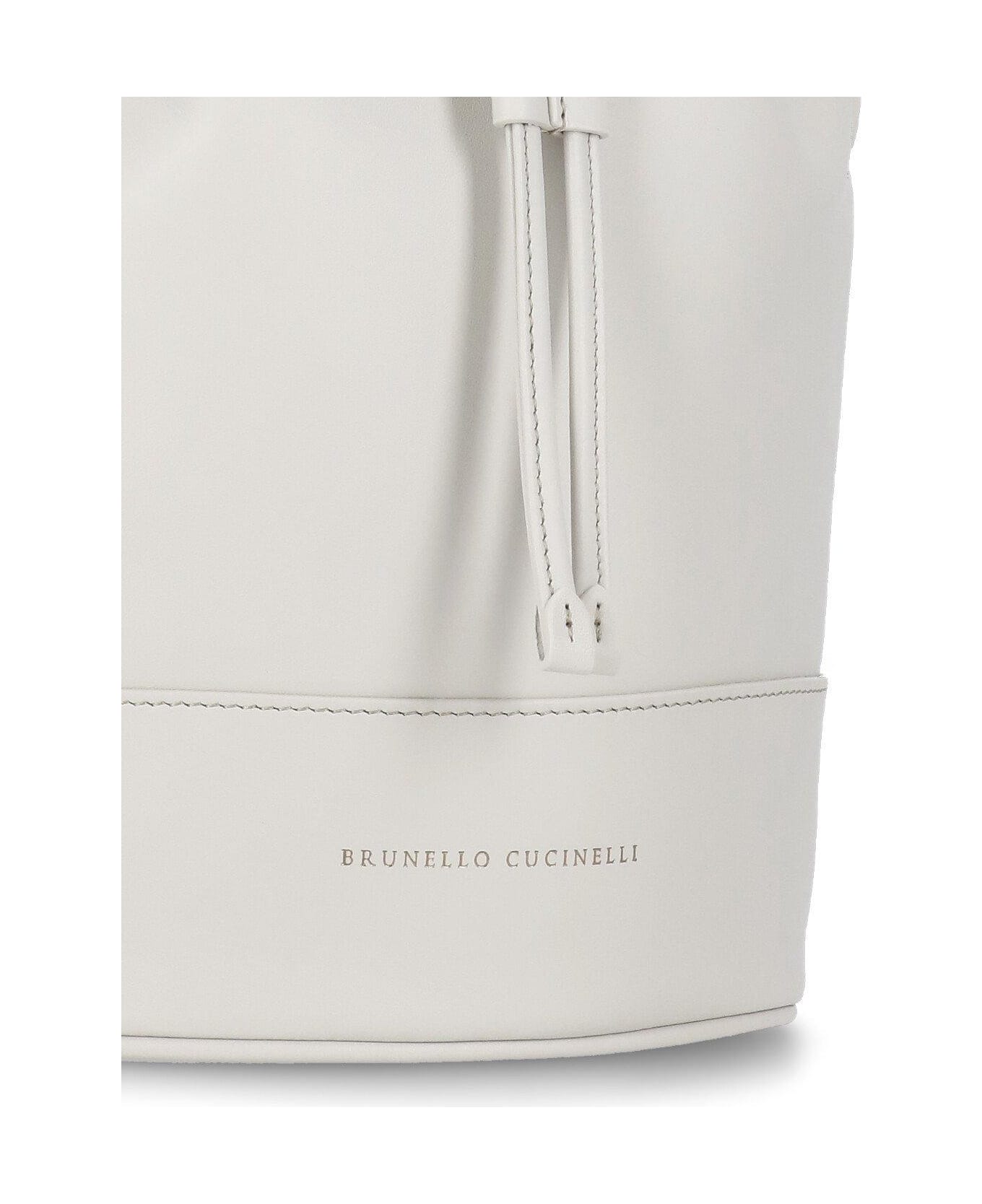 Brunello Cucinelli Monili Braided Bucket Bag - GREY