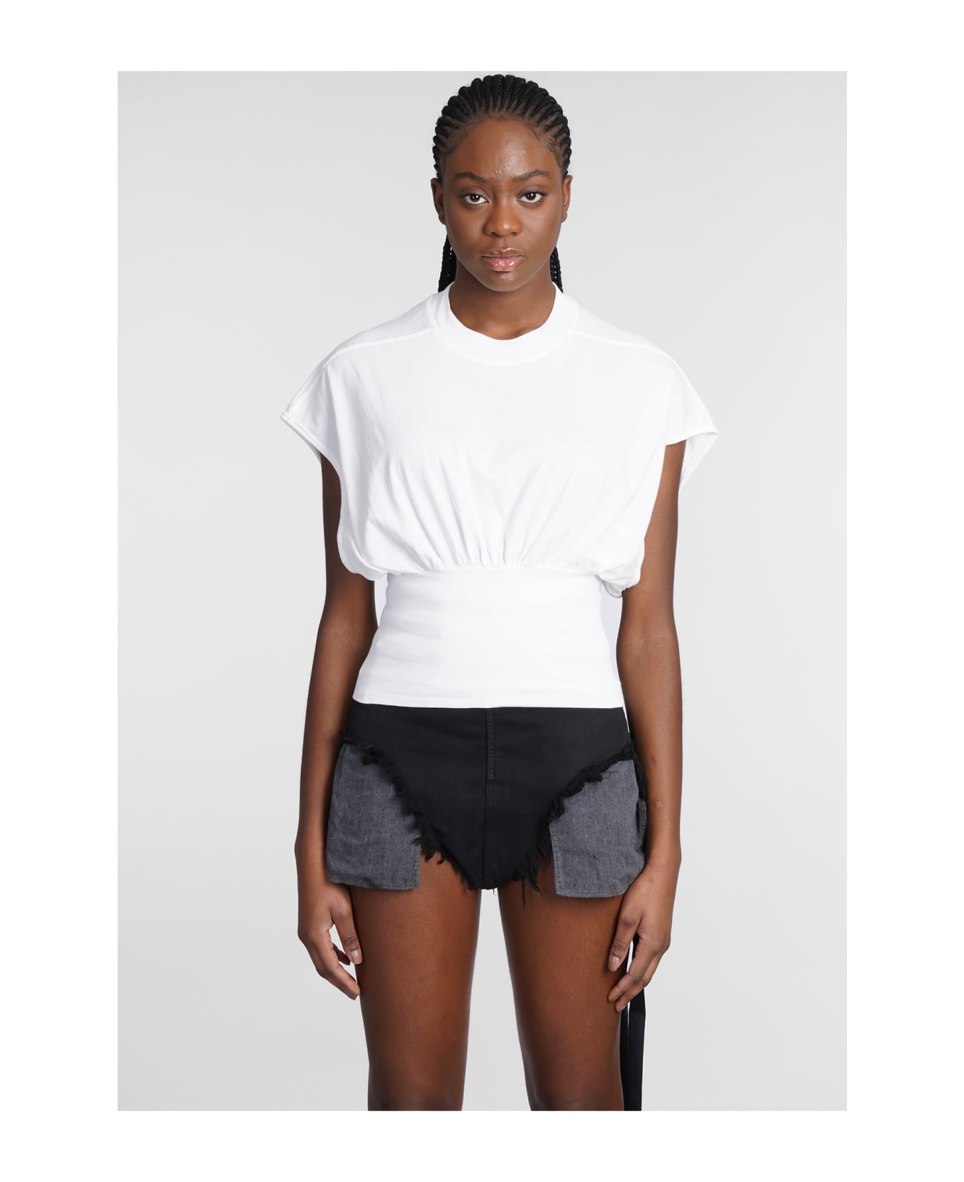 DRKSHDW Tommy T Crop T-shirt In White Cotton - white