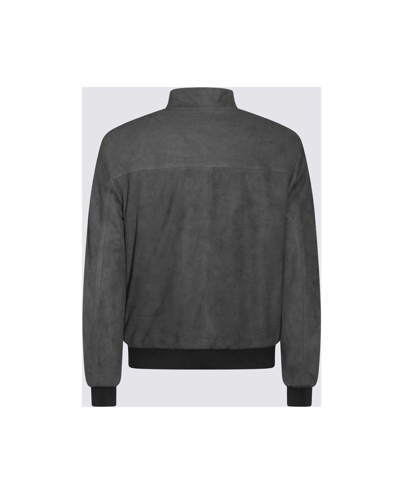 Canali Grey Leather Jacket