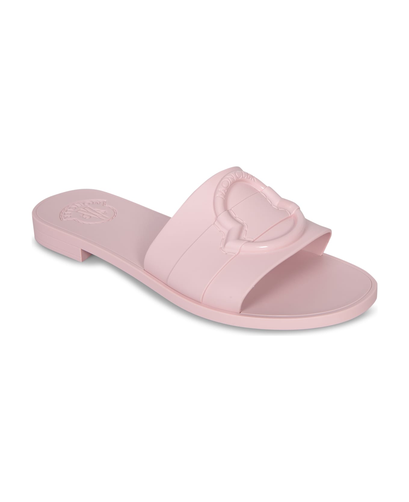 Moncler Logo Pink Slides Sandals - Pink