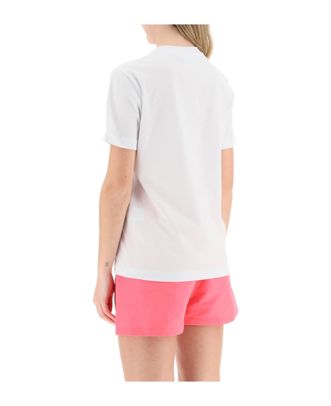 MSGM White T-shirt With Black Micro Logo - Bianco