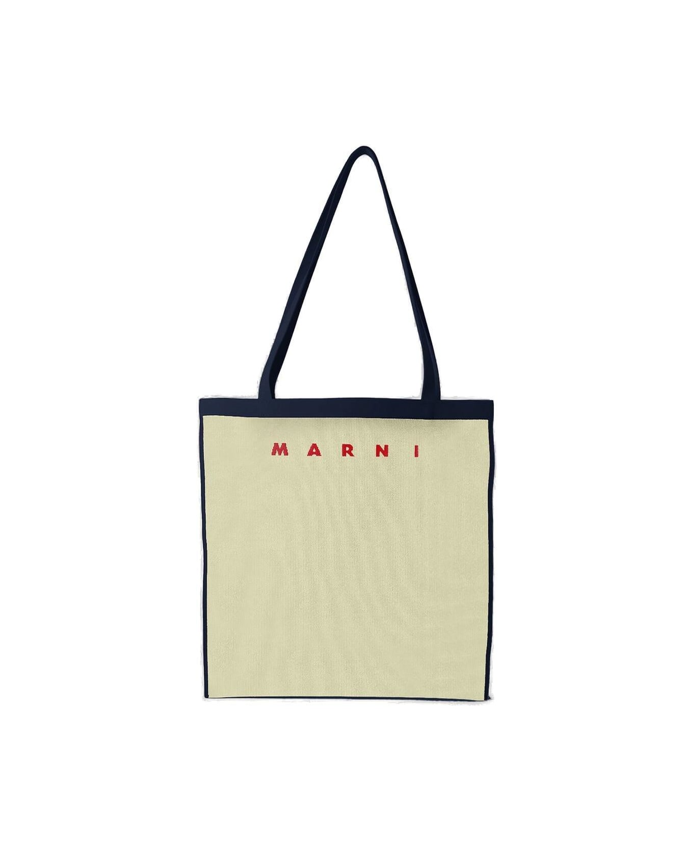 Marni Casual Logo Shopper Bag - Ecru/Blue