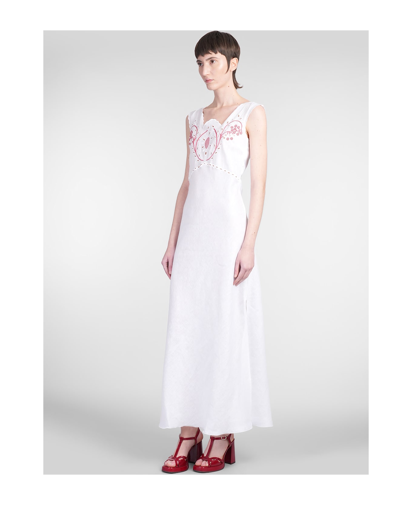 Holy Caftan Athina Long Dress In White Linen - white