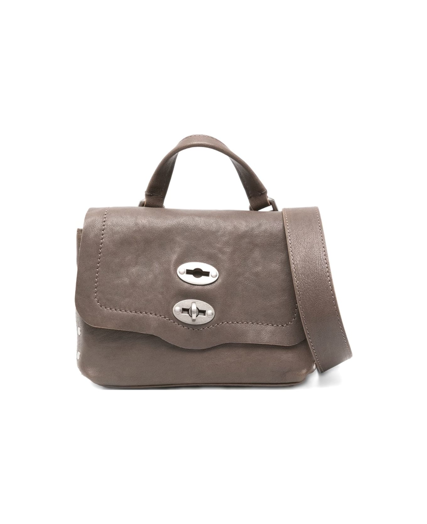 Zanellato Postina Tabacco Baby Leather Handbag - Grey