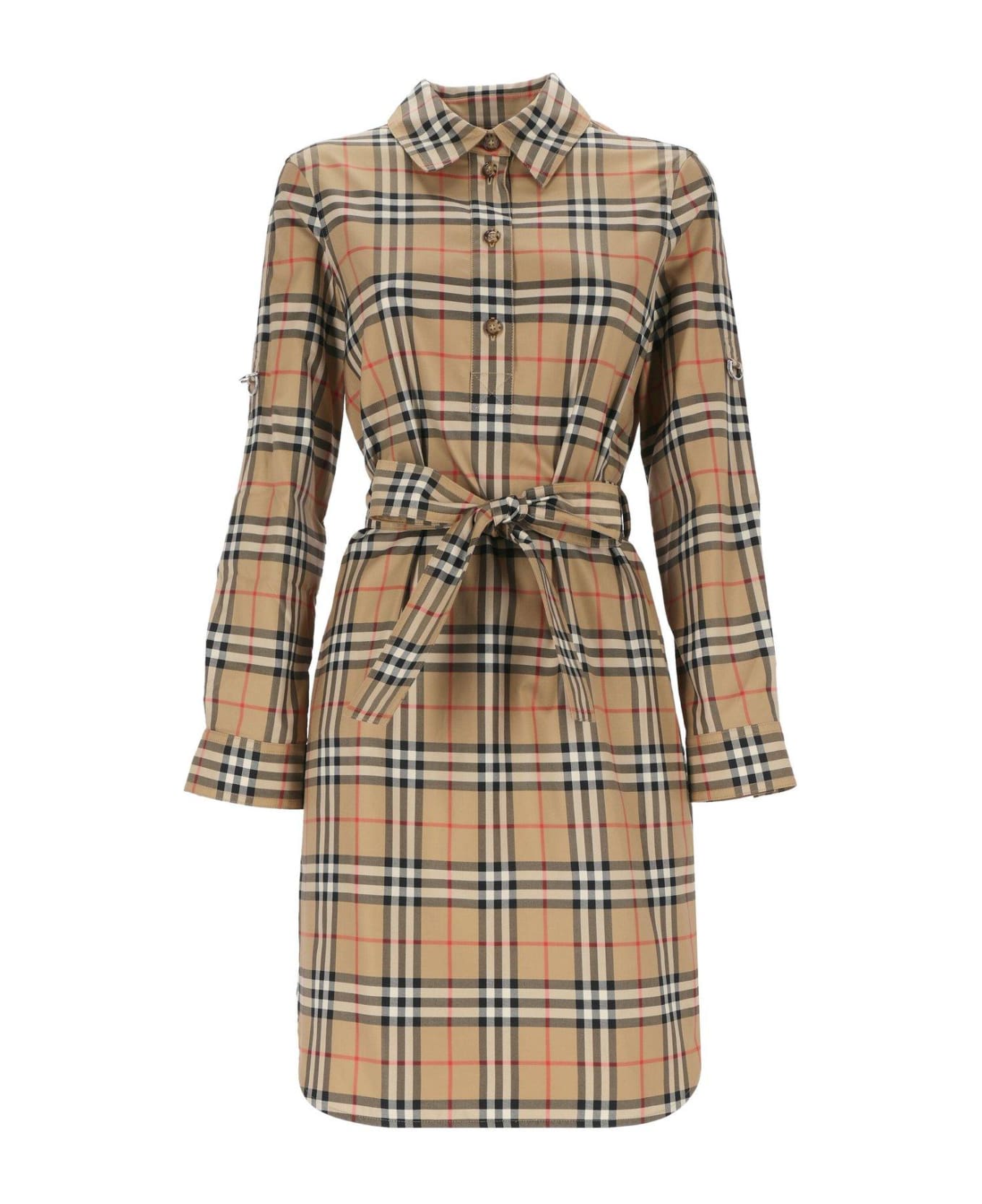 Burberry Vintage Check-pattern Belted Shirt Dress - Beige