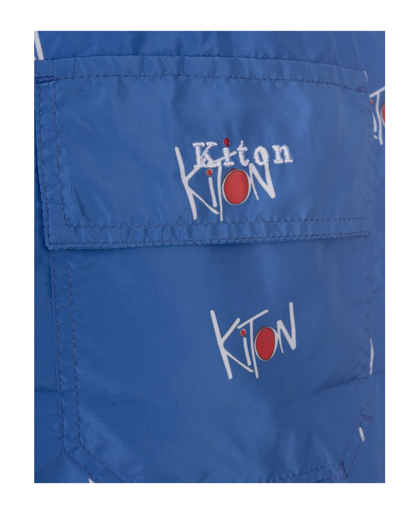 Kiton Blue Swim stretch With All-over Logo - Blue