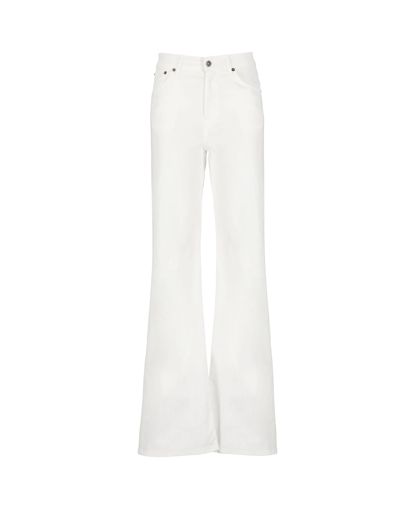 Dondup Cotton Blend Trousers - White ボトムス