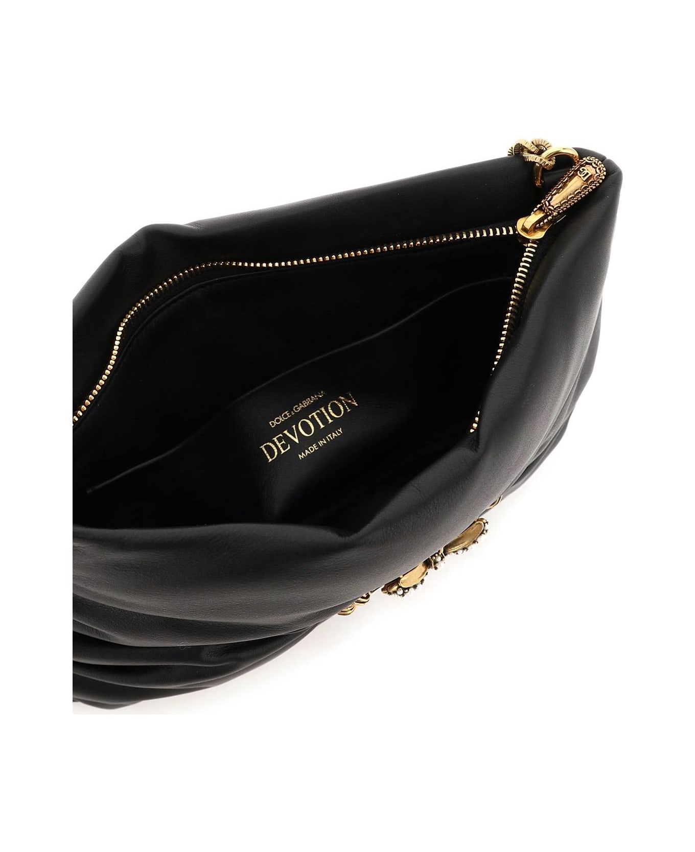 Dolce & Gabbana Devotion Quilted Small Crossbody Bag - NERO (Black)