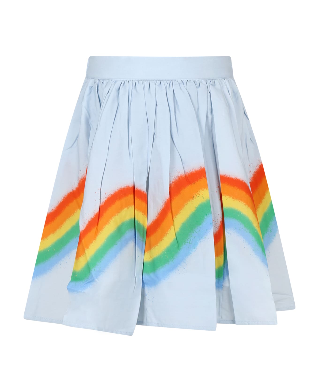 Molo Casual Sky Blue Skirt Bonnie For Girl With Rainbow - Light Blue
