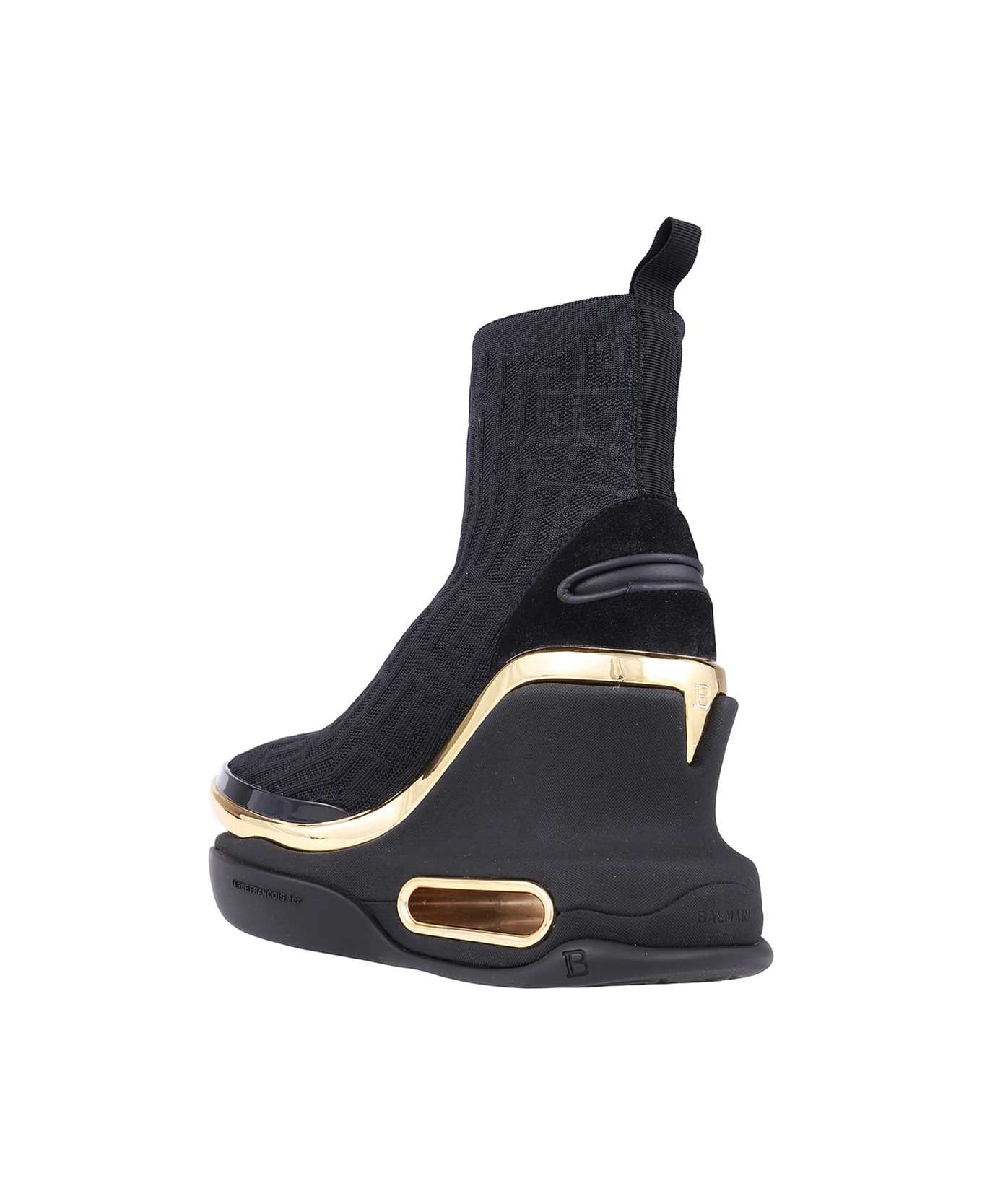 Balmain High-top Fabric Sneakers - black