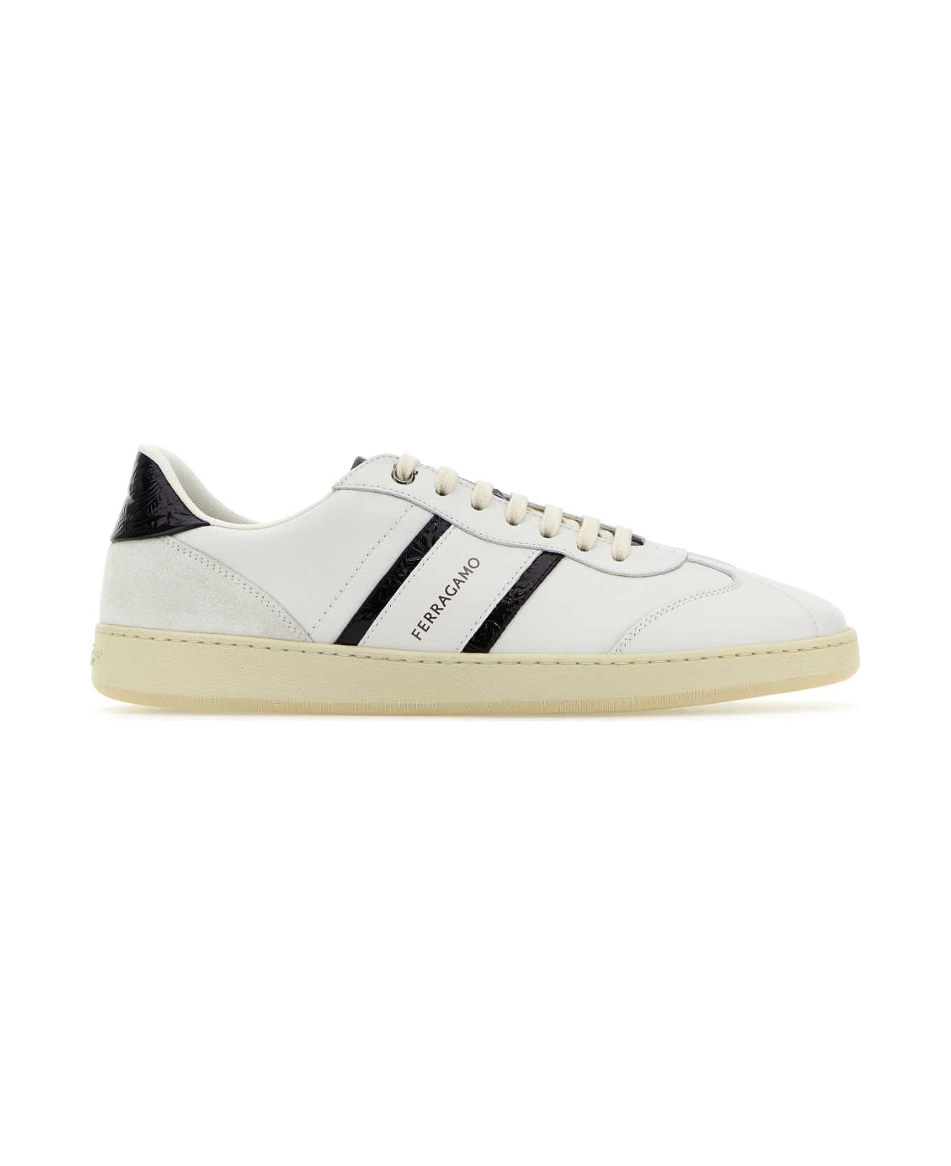 Ferragamo White Leather And Suede Sneakers - BIANCOOTTICO