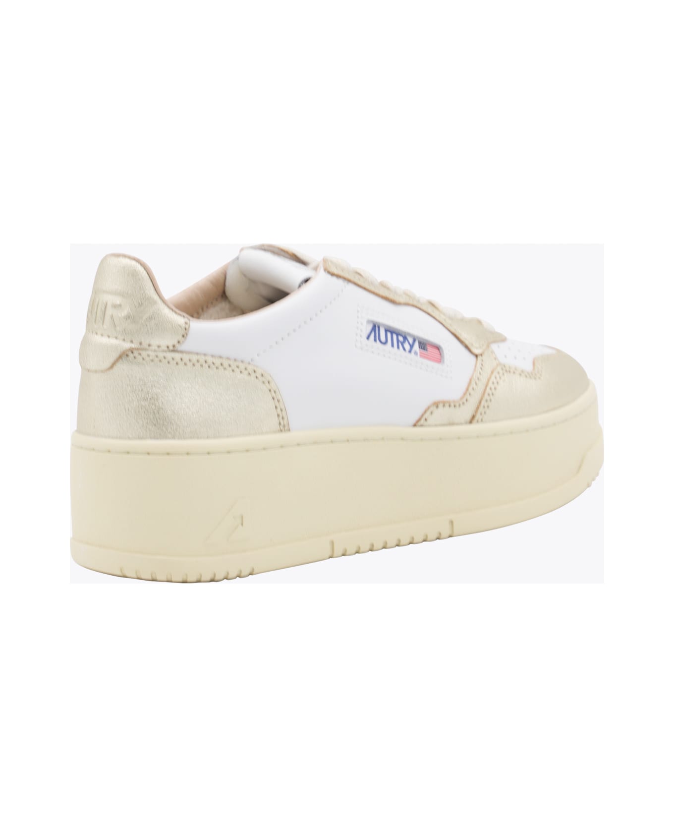Autry White And Platinum Leather Platform Sneakers - WHITE/PLATINUM