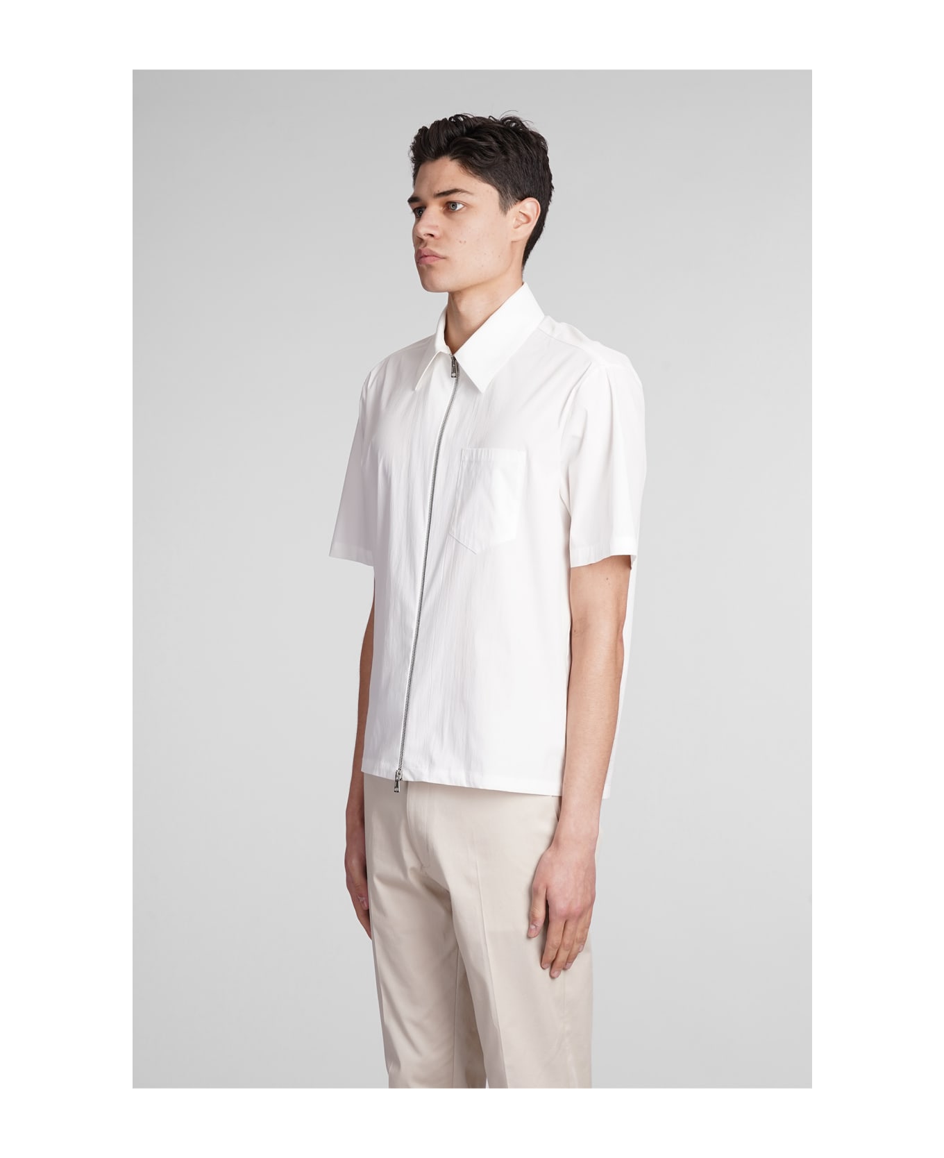 Low Brand Shirt Zip S143 Shirt In White Cotton - white