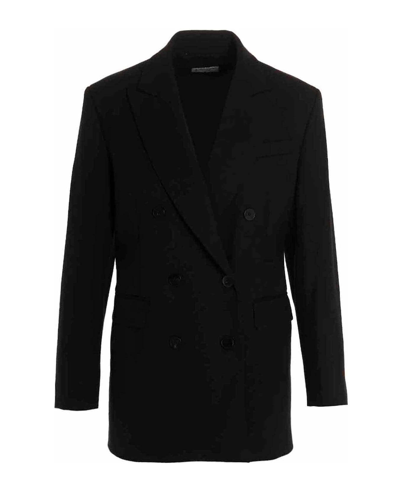 Alberto Biani Wool Double Breast Blazer Jacket - Black  