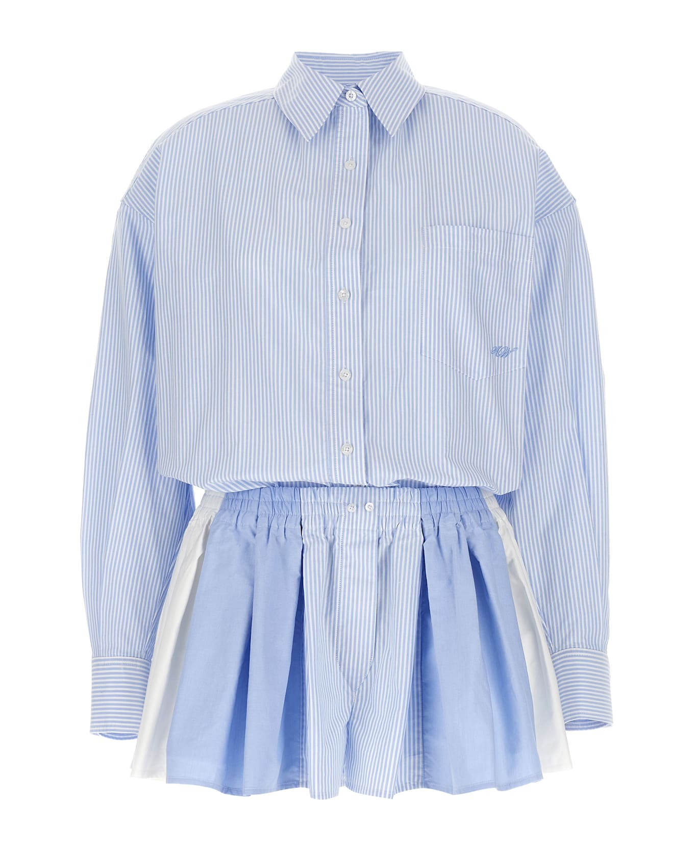 Alexander Wang Prestyled Pleated Boxer Romper - AZURE